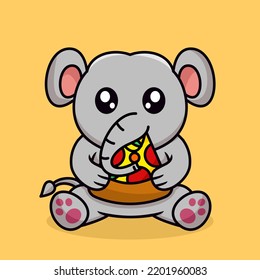 Vector illustration of elephant and chibi animal
