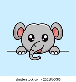 Vector illustration of elephant and chibi animal