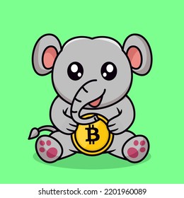 Vector illustration of elephant and chibi animal