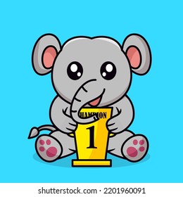 Vector illustration of elephant and chibi animal