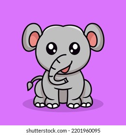 Vector illustration of elephant and chibi animal