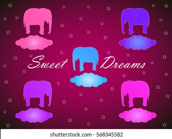 Vector illustration of elephant and cloud  background for your design