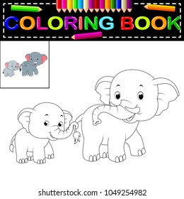 vector illustration of elephant coloring book