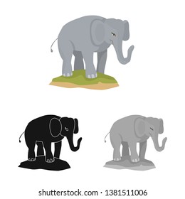 Vector illustration of elephant and cute sign. Collection of elephant and Africa vector icon for stock.