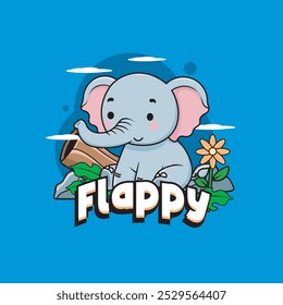 Vector Illustration of Elephant with Cute Zoo Vector Illustration Available for Tshirt Design