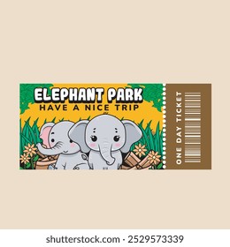 Ilustração vetorial de elefante com bonito Zoo Ilustração vetorial disponível para Zoo Ticket