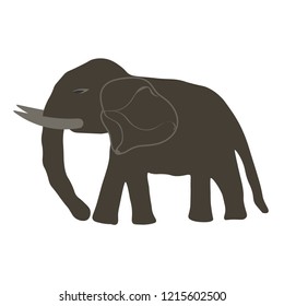 Vector illustration of elephant gray, handmade, artistic, on a white background. Cute horizontal postcard template design.
