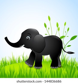 Vector illustration of elephant in green background