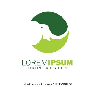 A vector illustration of Elephant and green circle logo sign in green color combo