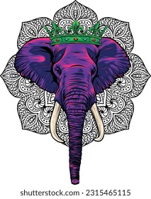 vector illustration of Elephant head digital draw