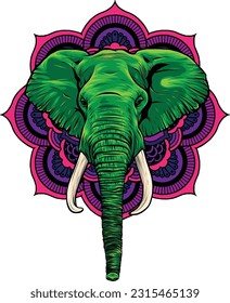 vector illustration of Elephant head digital draw