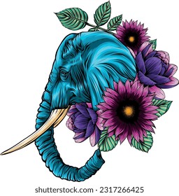 ilustración vectorial del dibujo digital de la cabeza del elefante