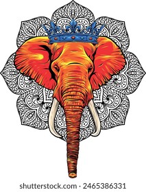 vector illustration of Elephant head digital draw