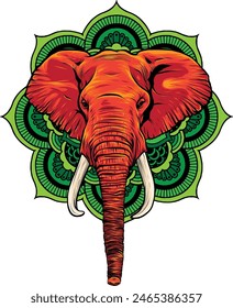 vector illustration of Elephant head digital draw