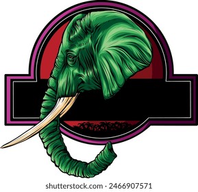 vector illustration of Elephant head digital draw