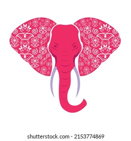 vector illustration of elephant head with floral pattern	