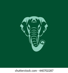 Vector Illustration of elephant head logo design template. flat style