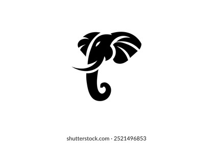 Ilustración vectorial de cabeza de elefante en estilo minimalista para logo