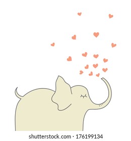 Vector illustration with elephant and hearts