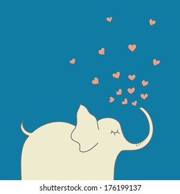 Vector illustration with elephant and hearts