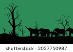 Vector illustration of elephant herd suitable for international elephant day etc