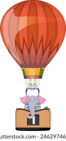 Vector illustration of an elephant in a hot air balloon