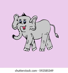 Vector illustration of elephant. Isolated cartoon animal. For children, baby creation
