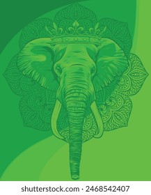 vector illustration of elephant king on white background