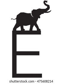 Vector Illustration of an Elephant.The Letter E is for Elephant.