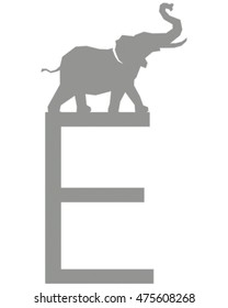 Vector Illustration of an Elephant.The Letter E is for Elephant.