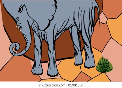 The vector illustration  of the elephant and mosquito.