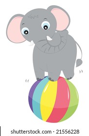 Vector Illustration Elephant On Ball Stock Vector (Royalty Free ...