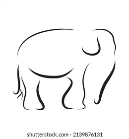 Vector illustration of elephant painted with simple lines. Symbol of wild animal and safari.