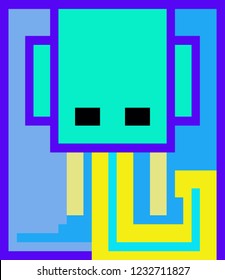 vector illustration of  elephant in pixel style