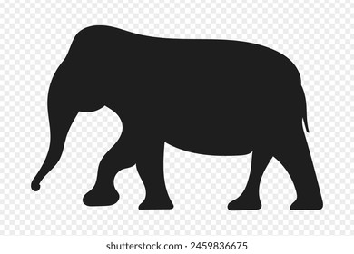 Vector illustration of elephant silhouette on transparent background