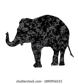 Vector illustration of Elephant Silhouettes with brush srokes texture background. Distressed overlay texture. Grunge background. Abstract textured effect.