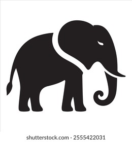 A vector illustration of an elephant silhouettes icon