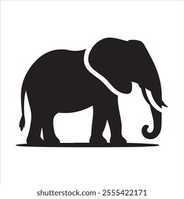 A vector illustration of an elephant silhouettes icon