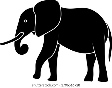 Vector illustration of Elephant silhouettes on white background.