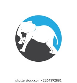 Vector illustration of Elephant silhouettes on white background.