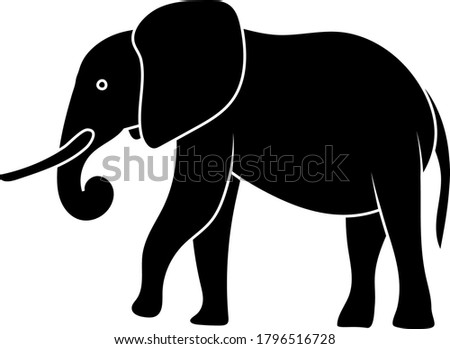 Vector illustration of Elephant silhouettes on white background.