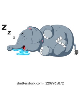 vector illustration of an elephant is sleeping soundly