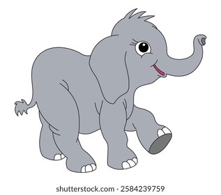 Vector illustration elephant walking and smiling
