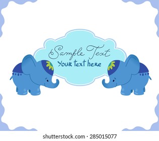 Vector illustration of elephants with banner.