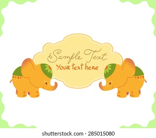 Vector illustration of elephants with banner.