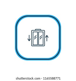 Vector illustration of elevator icon line. Beautiful hotel element also can be used as lift icon element.