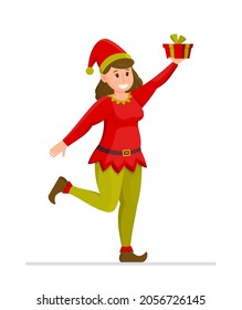 Vector illustration of an elf isolated on a white background. Dwarf, helper, elf