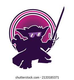 Vector illustration of an elien preparing to fight using a katana