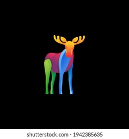 Vector illustration of an elk in colorful gradient style