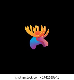 Vector illustration of an elk in colorful gradient style